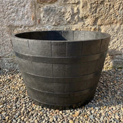90cm Giant Black Whisky Half Barrel Oak Tree Planter
